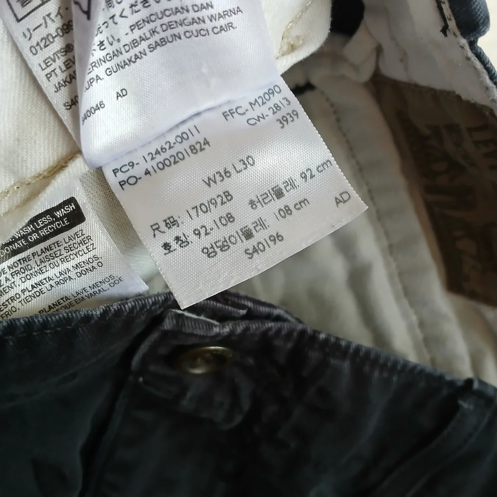 levis ♡ ace cargo twill black mens 36×30 grunge utility gorpcore workwear white